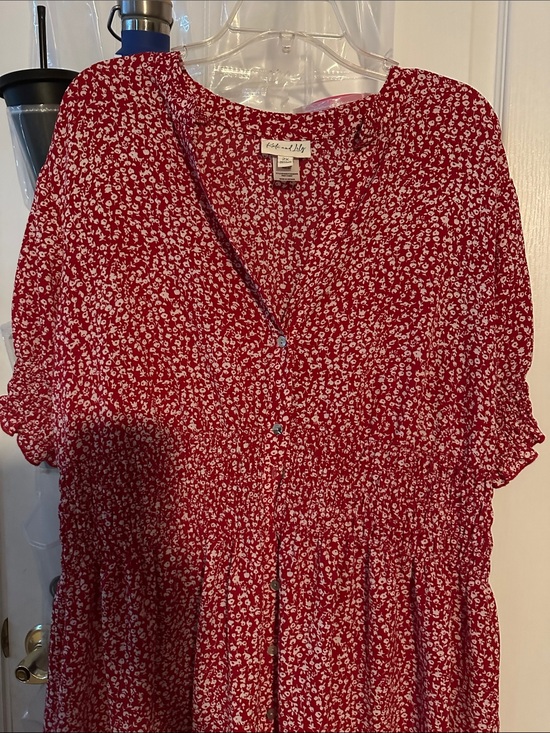 Kate And Lily Dresses & Skirts - Kate and Lily Red Floral Shirt Dress